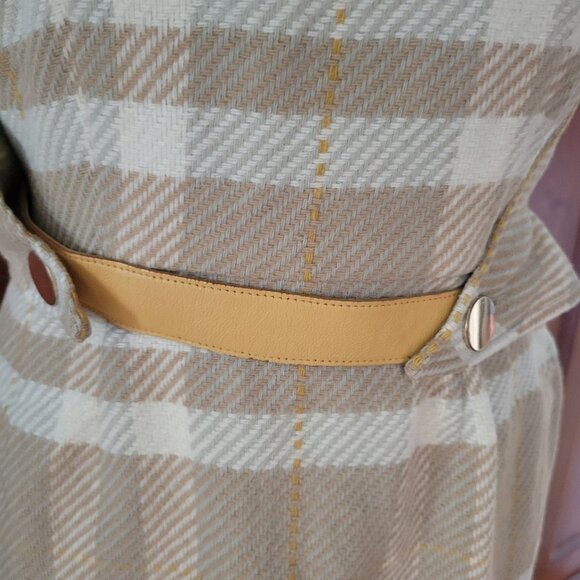 Vintage Country Set By Margit Sleeveless Wool Checkered Dress With Belt - Picture 2 of 7